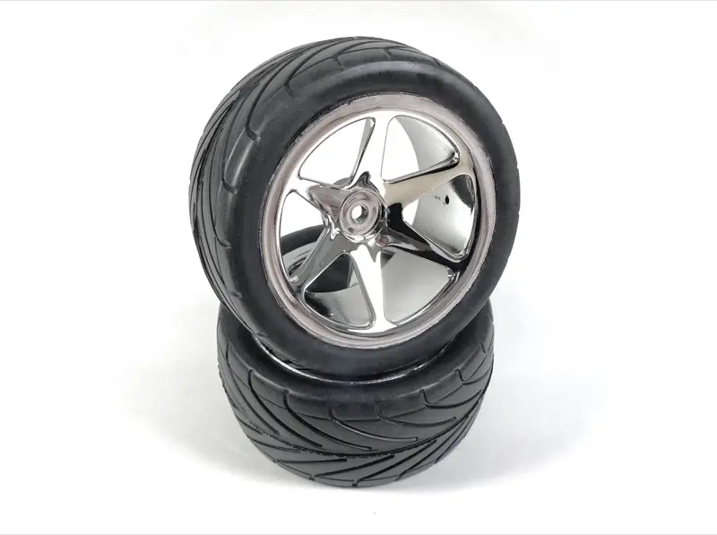 1:10 Buggy Wheel Set "6 Spoke/Street" rear chrome (2) – RC Wheels & Tyres