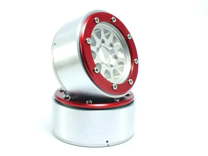 RC Crawler wheels Beadlock Wheels GEAR Silver/Red 1.9 (2) w/o Hub – RC Wheels & Tyres
