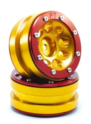 RC Crawler wheels Beadlock Wheels PT- Ecohole Gold/Red 1.9 (2 pcs) – RC Wheels & Tyres