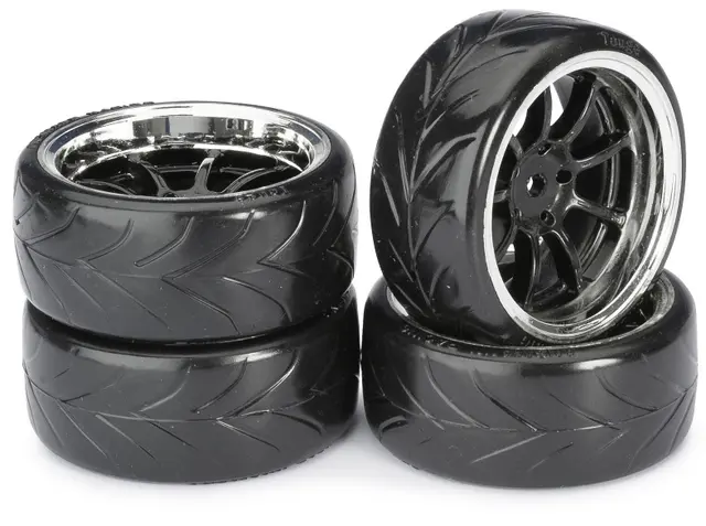 Wheel Set Drift LP " 9 Spoke / Profile A" black/chrome 1:10 (4 pcs) – RC Wheels & Tyres
