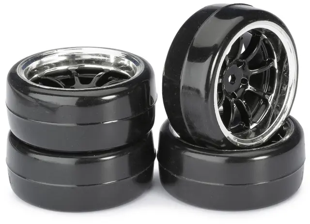 Wheel Set Drift LP " 9 Spoke / Profile B" black/chrome 1:10 (4 pcs) – RC Wheels & Tyres