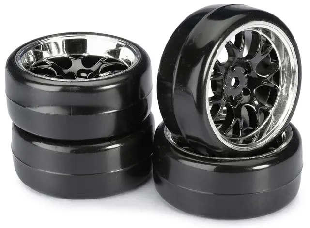 Wheel Set Drift LP " Comb / Profile B" black/chrome 1:10 (4 pcs) – RC Wheels & Tyres