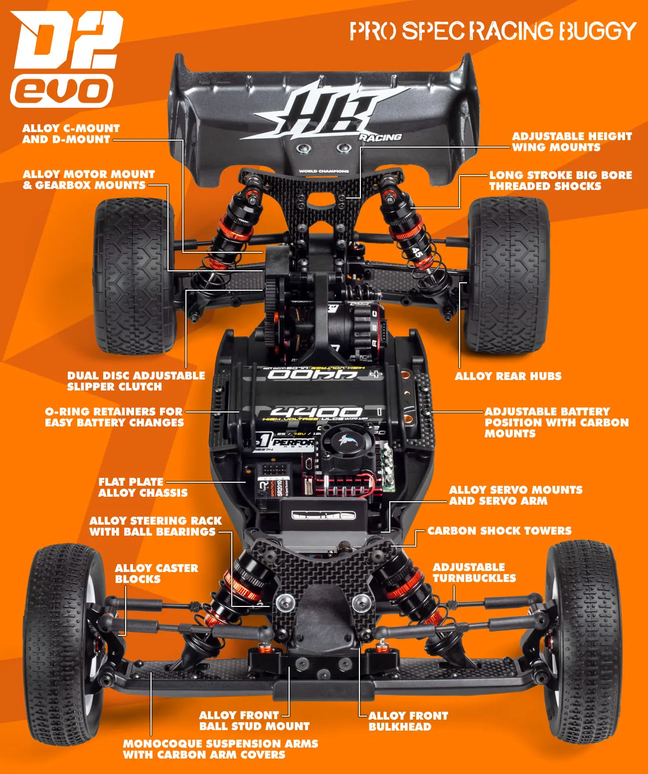 HB Racing D2 Evo 1/10 Competition Electric Buggy 2WD – RC Buggies