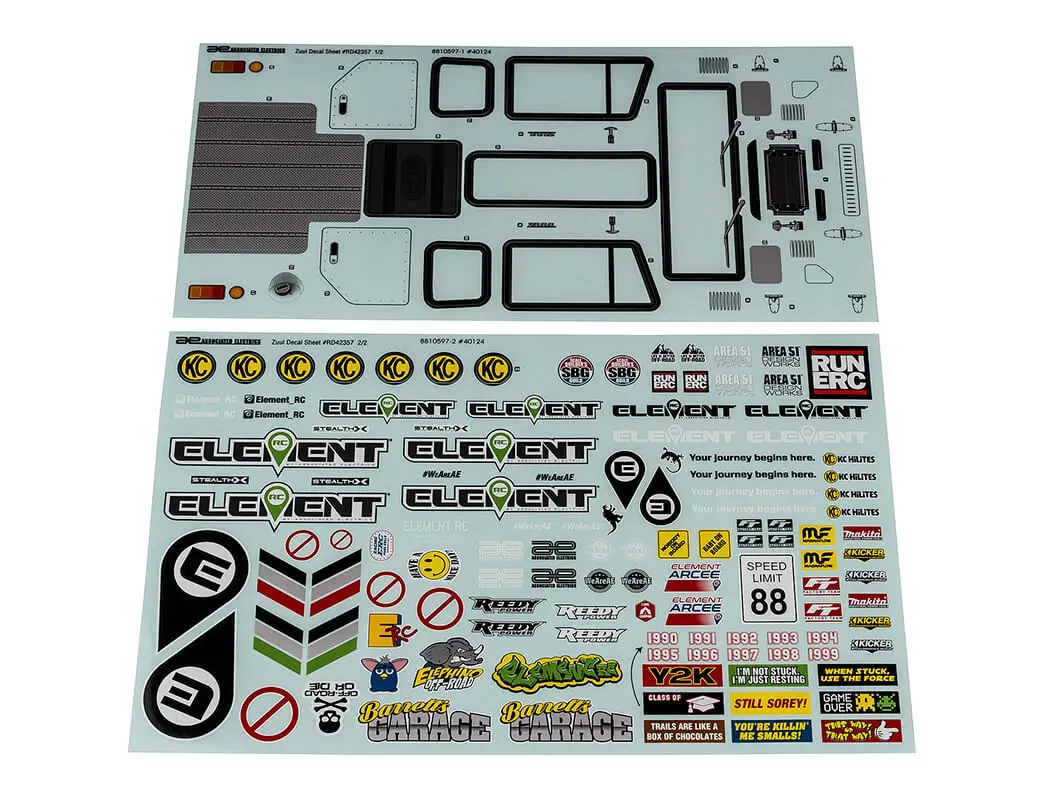 Element Rc Enduro Zuul Decal Sheet – view 2