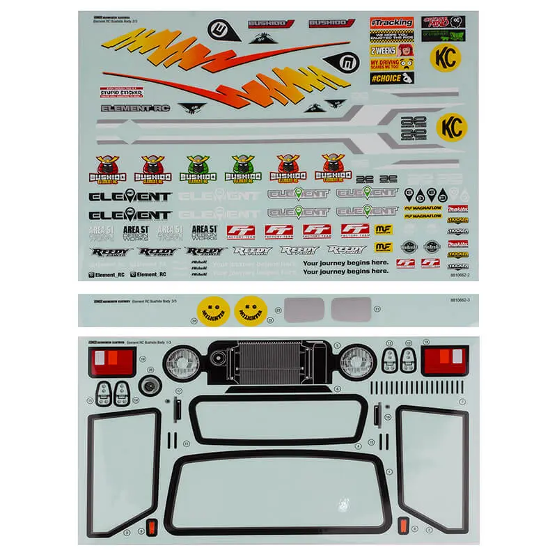 Element Rc Enduro Bushido+ Body Decal Sheet