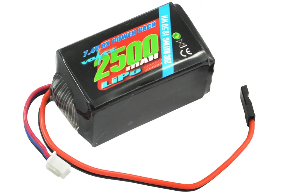 Voltz 2500mah 2s 7.4V Rx Lipo Hump Battery Pack – view 2