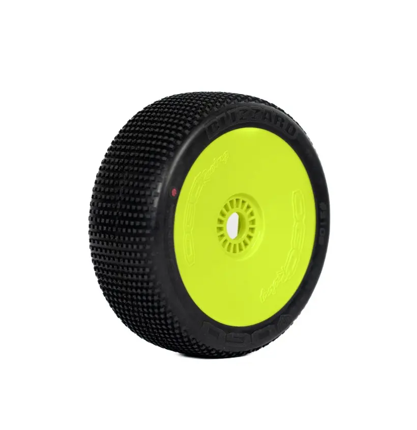OGO Racing Tires 1:8 Buggy BLIZZARD CLAY SUPER SOFT "V2" pre-mounted yellow (2) (2108GCSSY)