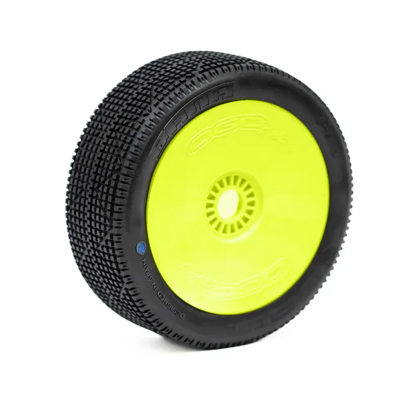 OGO Racing Tires 1:8 BUGGY DANA ULTRA SOFT V2 PRE-MOUNTED YELLOW 2PCS "B1COMPOUND" (B2910GUSY)