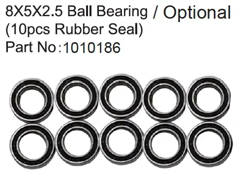 Hobby Plus 8X5X2.5 Ball Bearing ( 10pcs Rubber Seal ) (HBP240368)