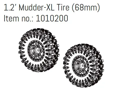 Hobby Plus 1.2" Wheel Set "Mudder-XL" 68mm (4) (HBP240370)