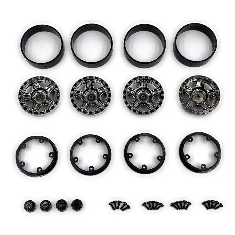 Hobby Plus Deep Star Bead Lock Wheel ( 1.2 ) Black Chrome (HBP240505)