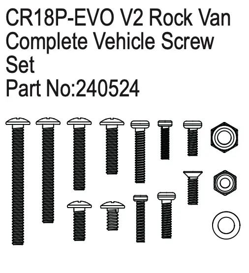 Hobby Plus Complete Vehicle Screw Set for CR18P EVO V2 Rock Van (HBP240524)