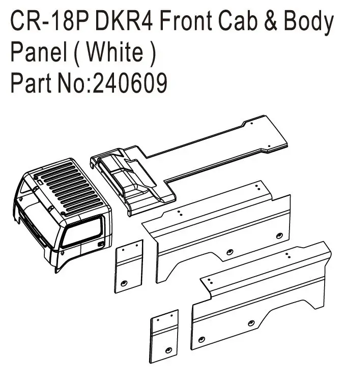 Hobby Plus CR18P DKR4 Front Cab & Body Panel, White (HBP240609)
