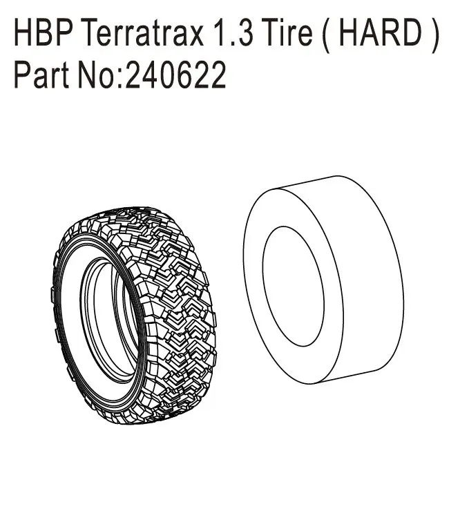Hobby Plus HBP Terratrax 1.3" Tire, Hard (HBP240622)