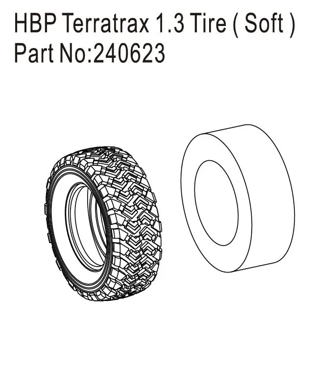 Hobby Plus HBP Terratrax 1.3" Tire, Soft (HBP240623)