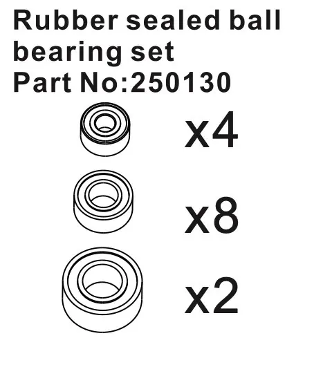 Hobby Plus Rubber Sealed Ball Bearing Set (HBP250130)