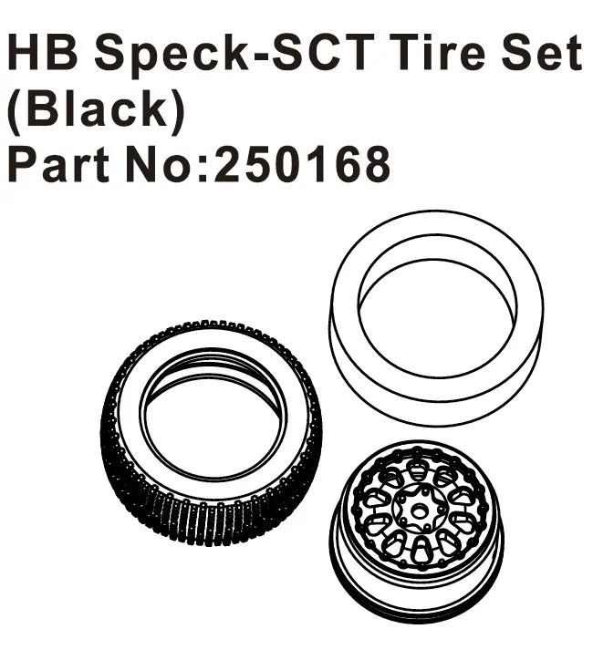 Hobby Plus HB Speck-SCT Tire Set ( Black ) (HBP250168)