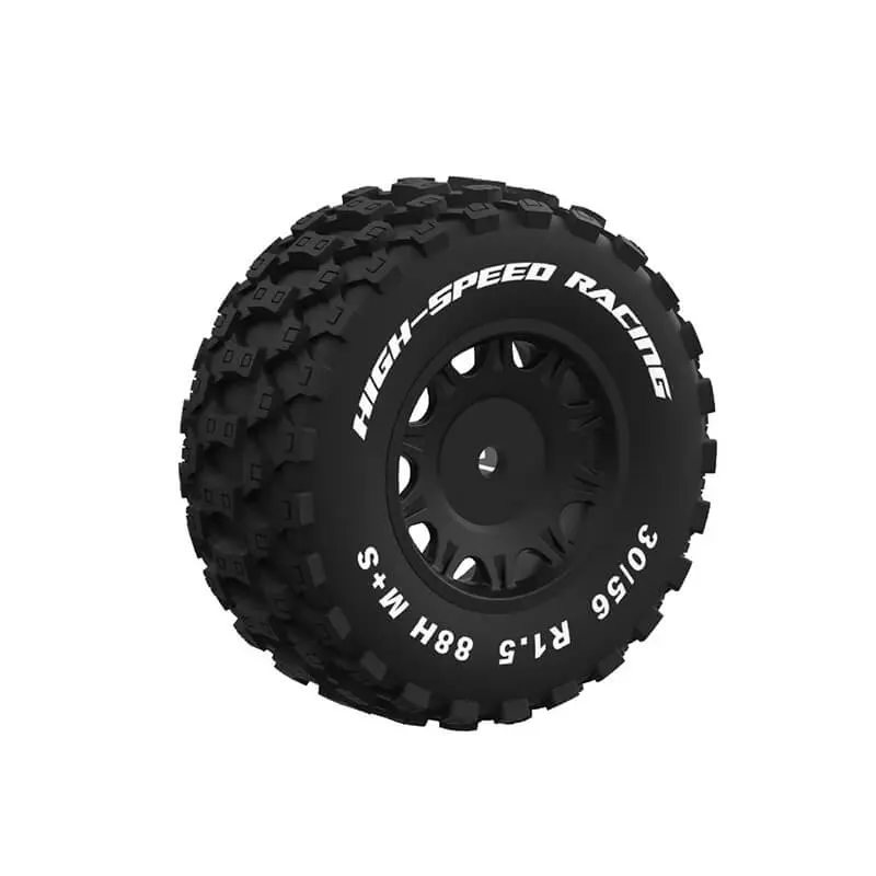 UDI RC Mounted Rubber Tyres On Black Wheels (Pr)
